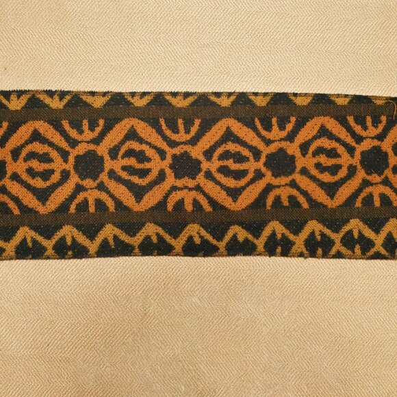 Mens Scarf 100% Wool  / Black & Orange Geometric Patterns - Picture 5 of 5